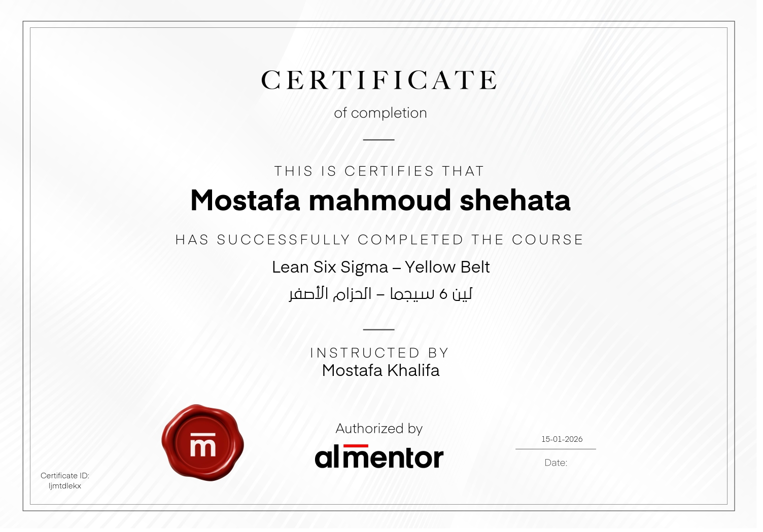 لين 6 سيجما – الحزام الأصفر