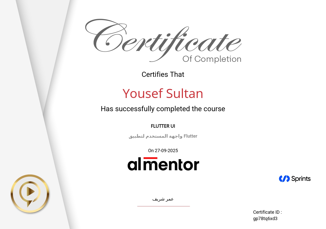 واجهة المستخدم لتطبيق Flutter​