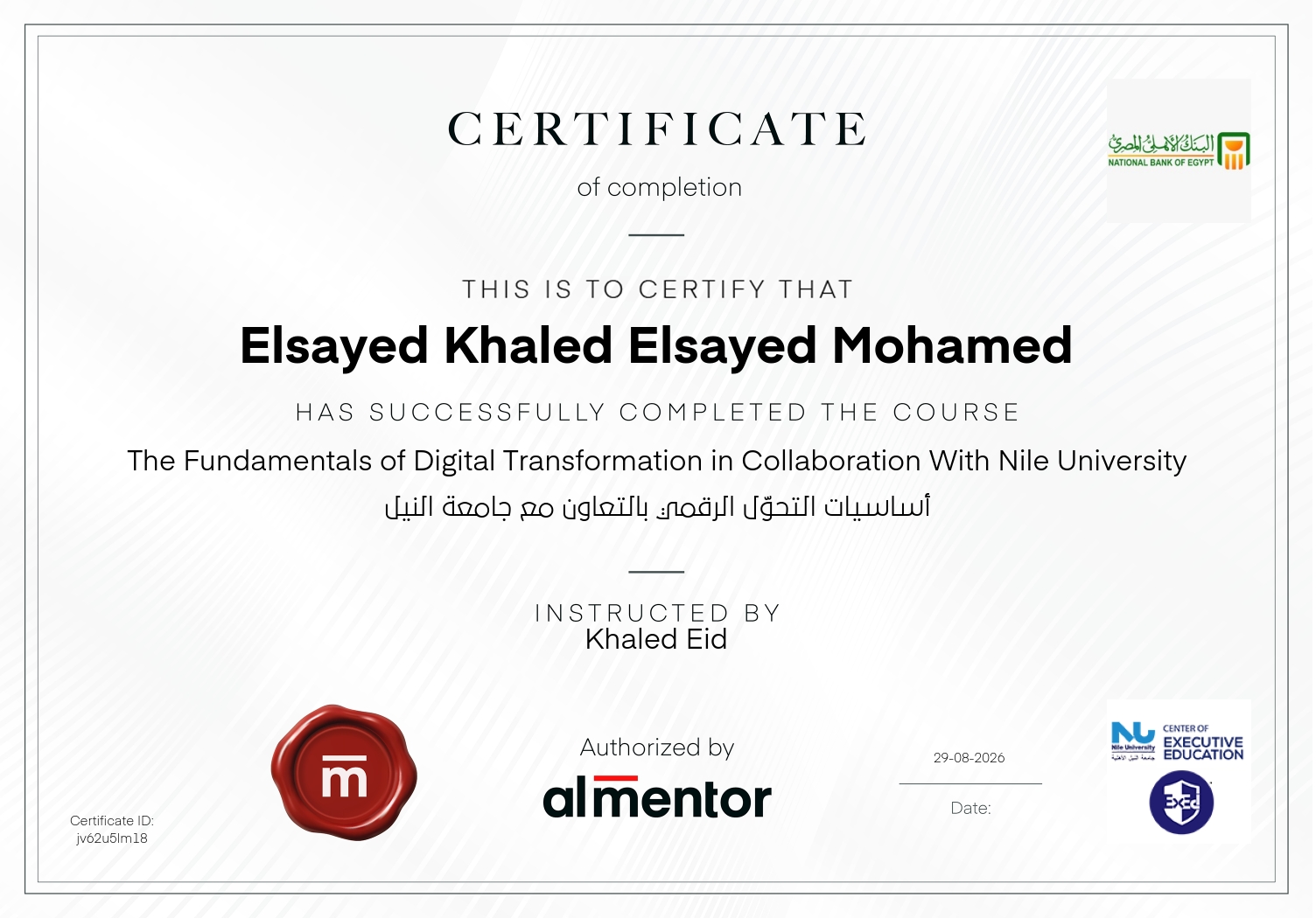 أساسيات التحوّل الرقمي بالتعاون مع جامعة النيل