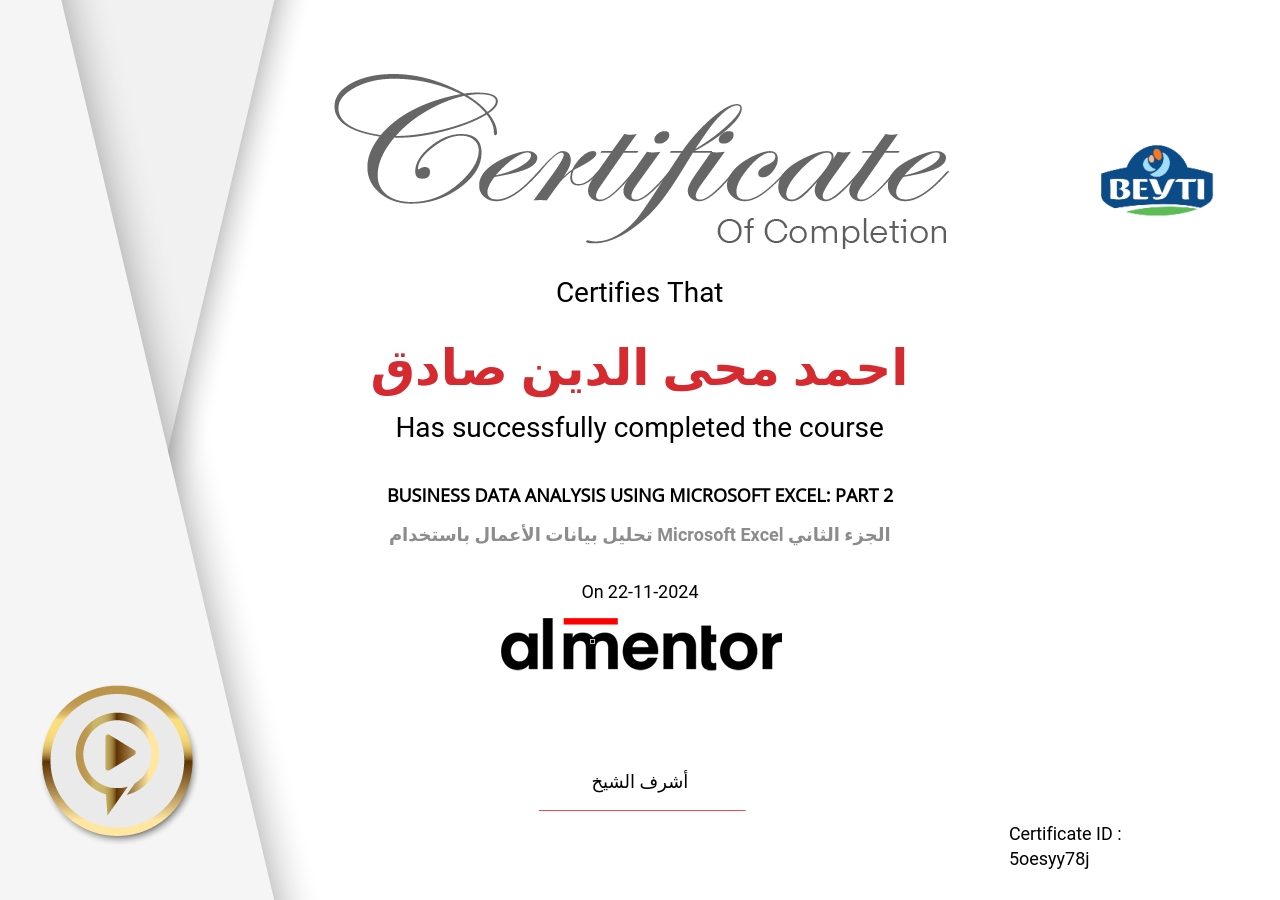 تحليل بيانات الأعمال باستخدام Microsoft Excel الجزء الثاني