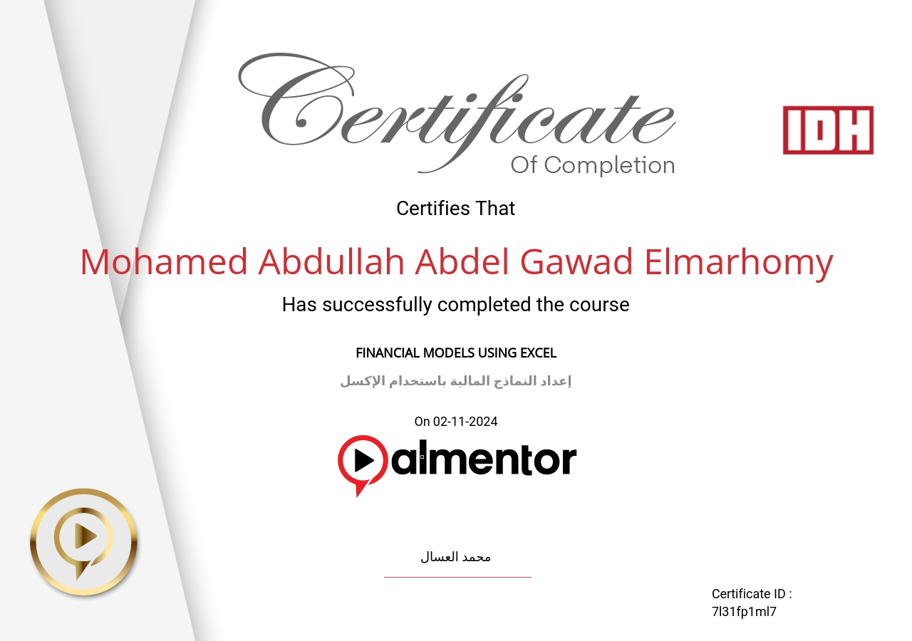إعداد النماذج المالية باستخدام الإكسل
