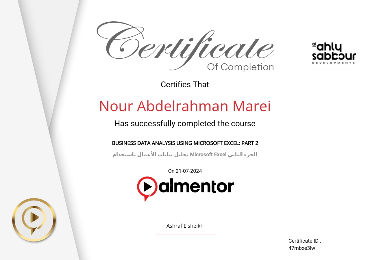 تحليل بيانات الأعمال باستخدام Microsoft Excel الجزء الثاني