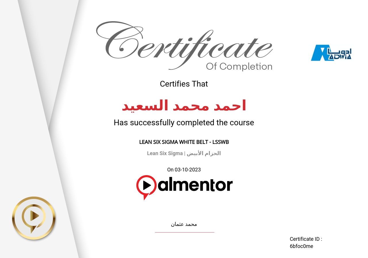 Lean Six Sigma | الحزام الأبيض