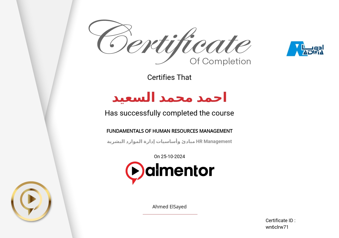 مبادئ وأساسيات إدارة الموارد البشرية HR Management